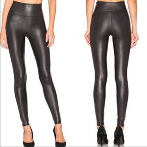 Spanx Black Faux Leather Medium New Full Length Shaping Contouring Leggings